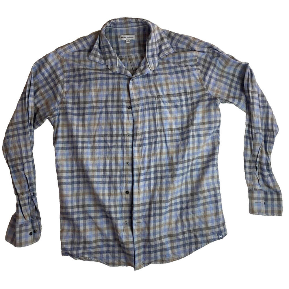 Peter Millar Shirt Men's Medium Lightweight Flannel Long Sleeve Button‎ Down